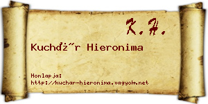 Kuchár Hieronima névjegykártya